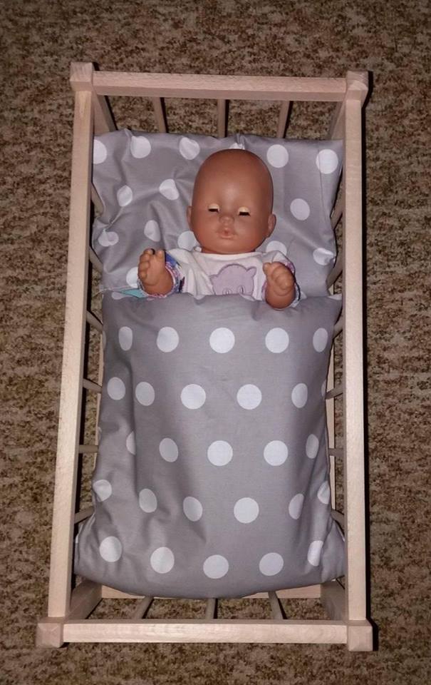 Peřinky do postýlky šedé, bílý puntík