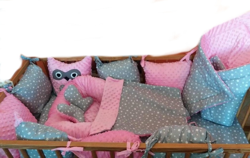 Set do postýlky šedo -růžový