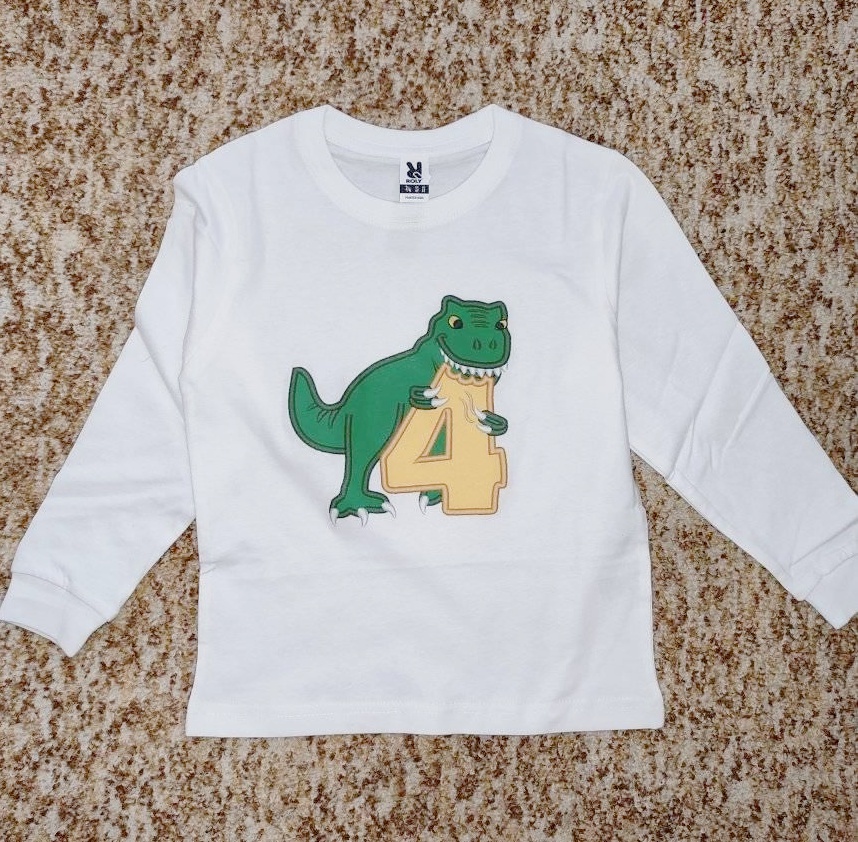 Tričko 4. narozeniny Dinosaurus dl. rukáv