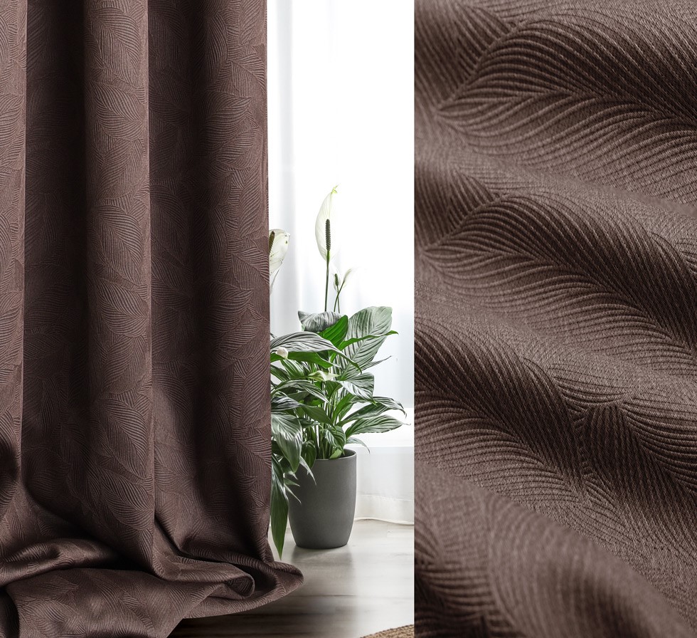 Zatemňovací závěs se vzorem-čokoládová šíře 150cm