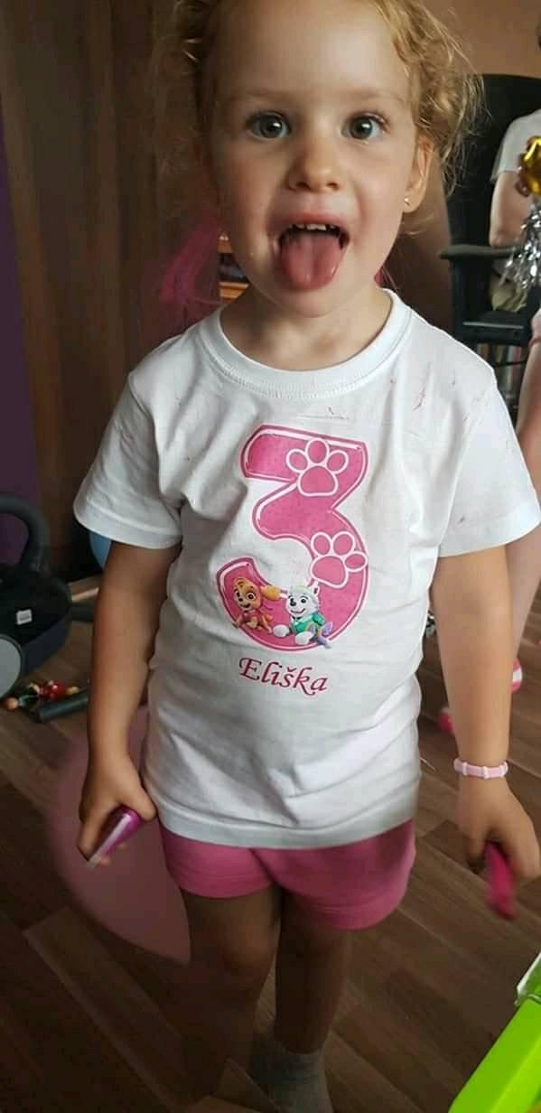 Tričko 3. narozeniny Tlapková patrola růžová