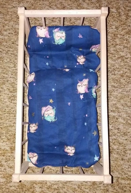 Peřinky do postýlky pro panenky modré sovičky