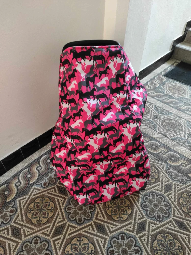 Nánožník na invalidní kočárek/vozík koně růžové