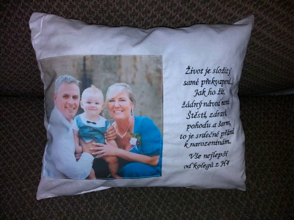 Polštářek s fotkou a přáním