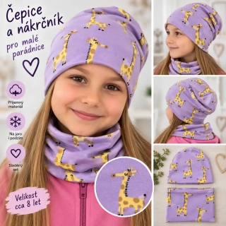 Set čepice + nákrčník Žirafa