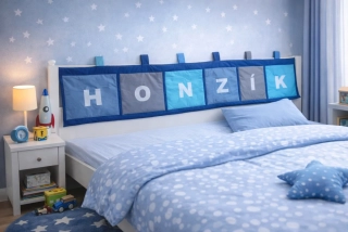 Kapsář za postel modrý 