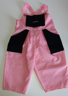 Dětské montérky s výšivkou jména na přání růžové