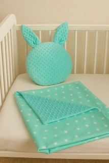 Set polštářek a deka mint hvězdičky + minky