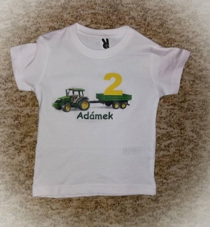 Tričko 2. narozeniny traktor s valníkem