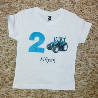 Tričko 2. narozeniny modrý traktor