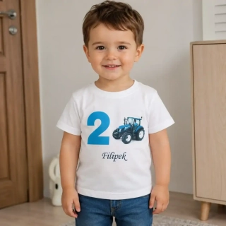 Tričko 2. narozeniny modrý traktor
