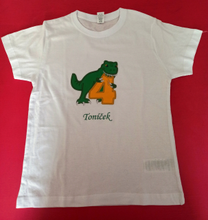 Tričko 4. narozeniny Dinosaurus