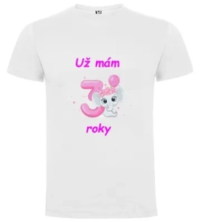 Tričko 3. narozeniny Sloník růžový