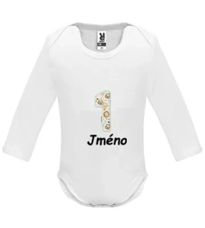 Kojenecké body s potiskem první narozeniny ZOO dl. rukáv II