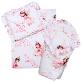 3 dílná sada pro panenku - zavinovačka, peřinka a polštářek - elfí víla