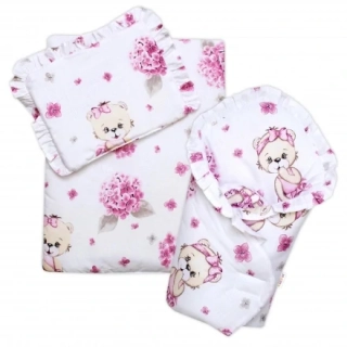 3 dílná sada pro panenku - zavinovačka, peřinka a polštářek - Míša baletka