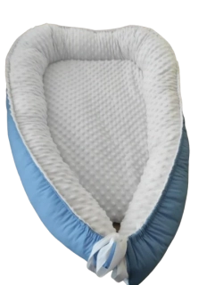 Hnízdečko pro miminko modré + bílé minky