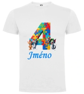 Tričko 4. narozeniny Kočka & Myš