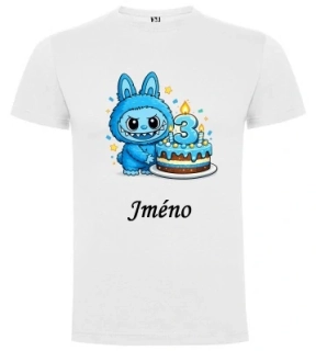 Narozeninové tričko 3 labubu modré