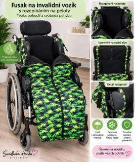 Zimní fusak na invalidní vozík s rozepínáním na peloty-Dino