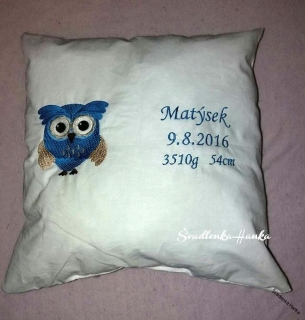 Dětský polštářek sovička modrá