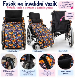 Zimní fusak na invalidní vozík lišky
